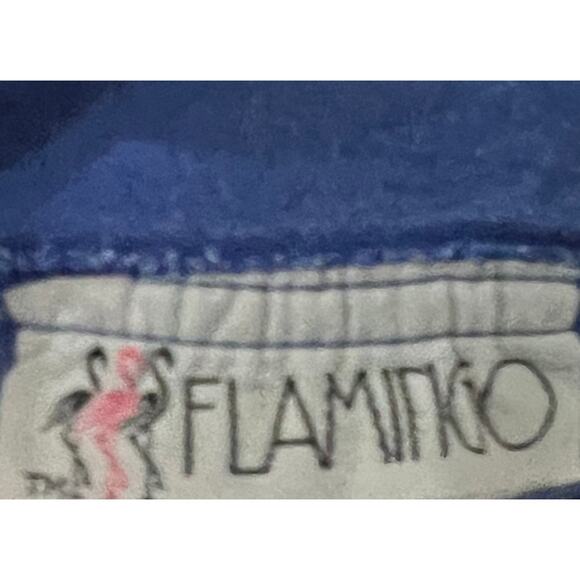 Vintage Flamingo Yoked Skirt Blue Full Midi 100% Cotton Zipper Buckles W26" - Picture 7 of 8